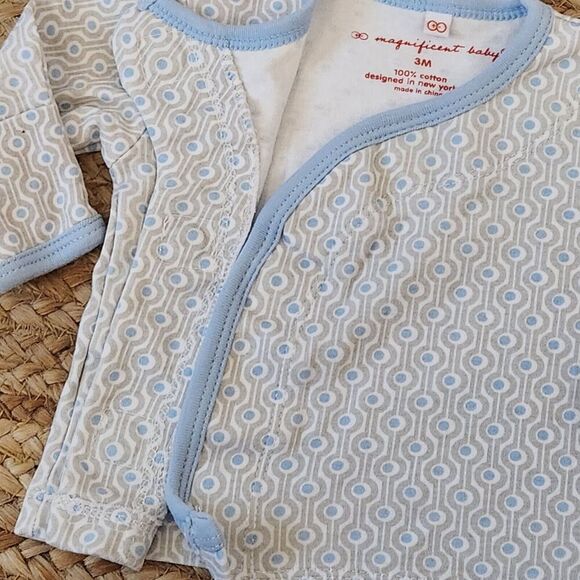 Magnificent Baby Magnetic Me Blue Geometric Cotton 2pc Pajama Set Size 3Month-E5 - Picture 3 of 4